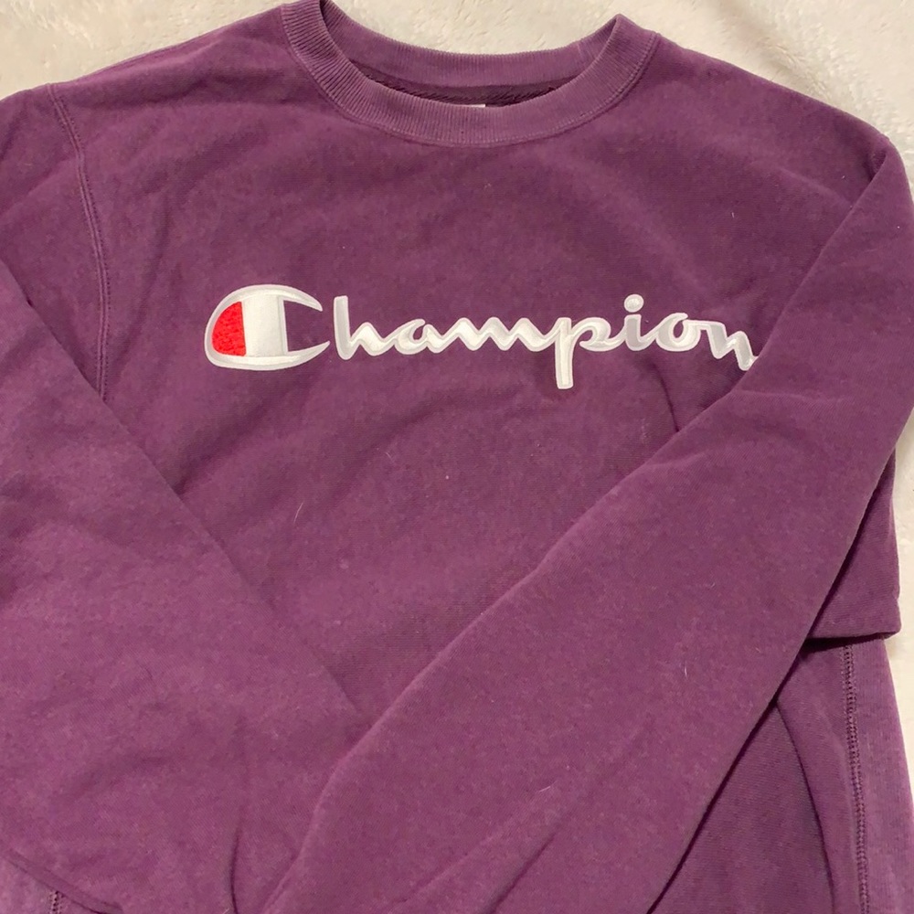 purple champion crewneck
